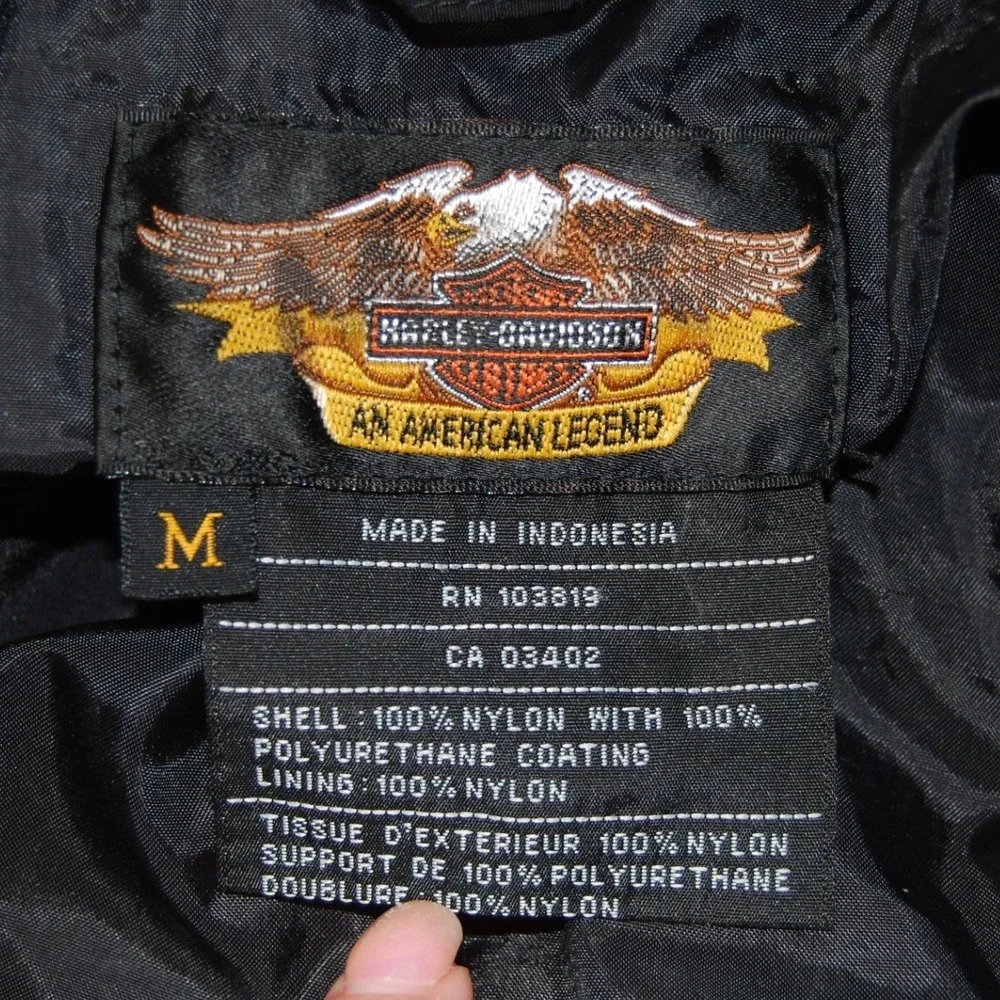 Vintage Harley Davidson Motorcycle jacket Kids Youth Medium Y2K Nylon Zip-up